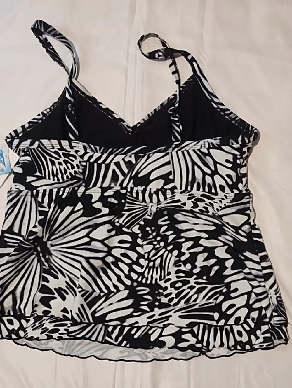croft & barrow Abstract Black and White Butterfly-Print Tankini. NWT